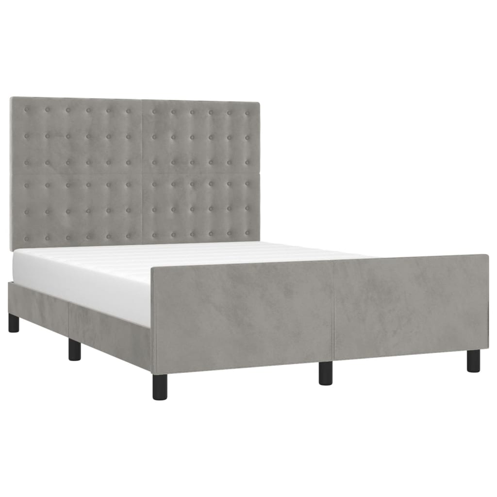 Giroletto senza Materasso Grigio Chiaro 140x200 cm Velluto