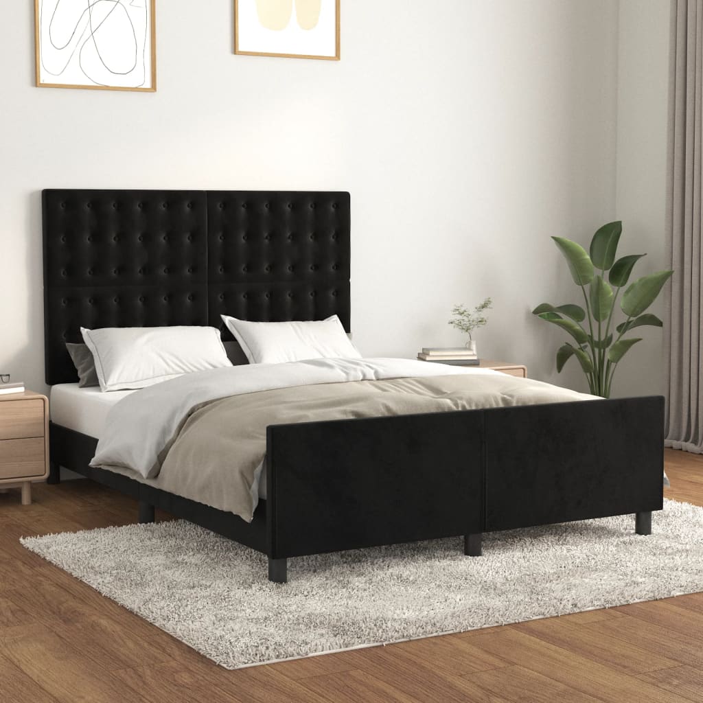 Giroletto senza Materasso Nero 140x200 cm in Velluto
