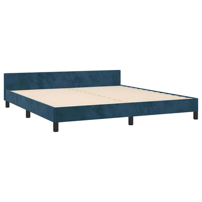 Giroletto con Testiera Blu Scuro 180x200 cm in Velluto