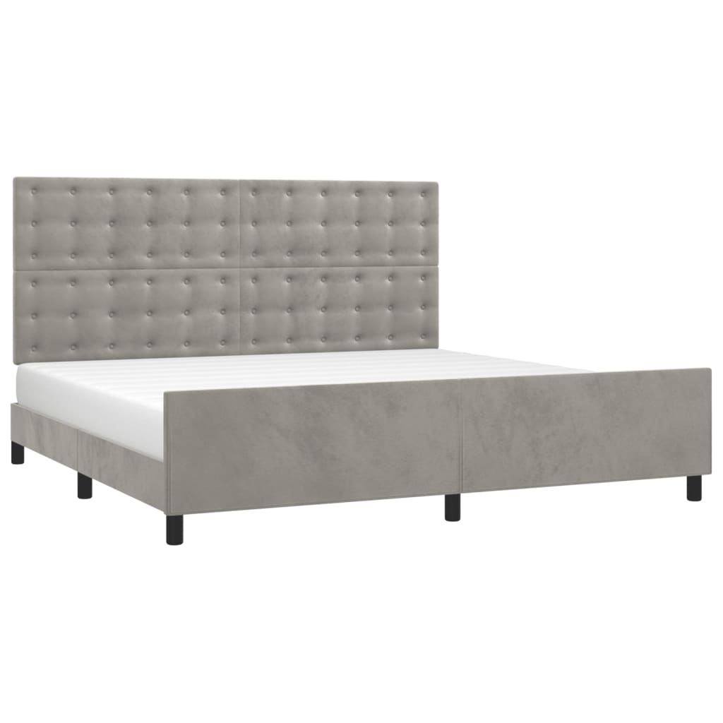 Giroletto senza Materasso Grigio Chiaro 200x200 cm Velluto