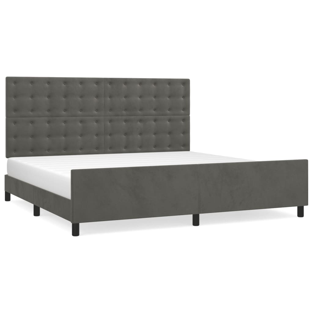 Giroletto senza Materasso Grigio Scuro 200x200 cm Velluto