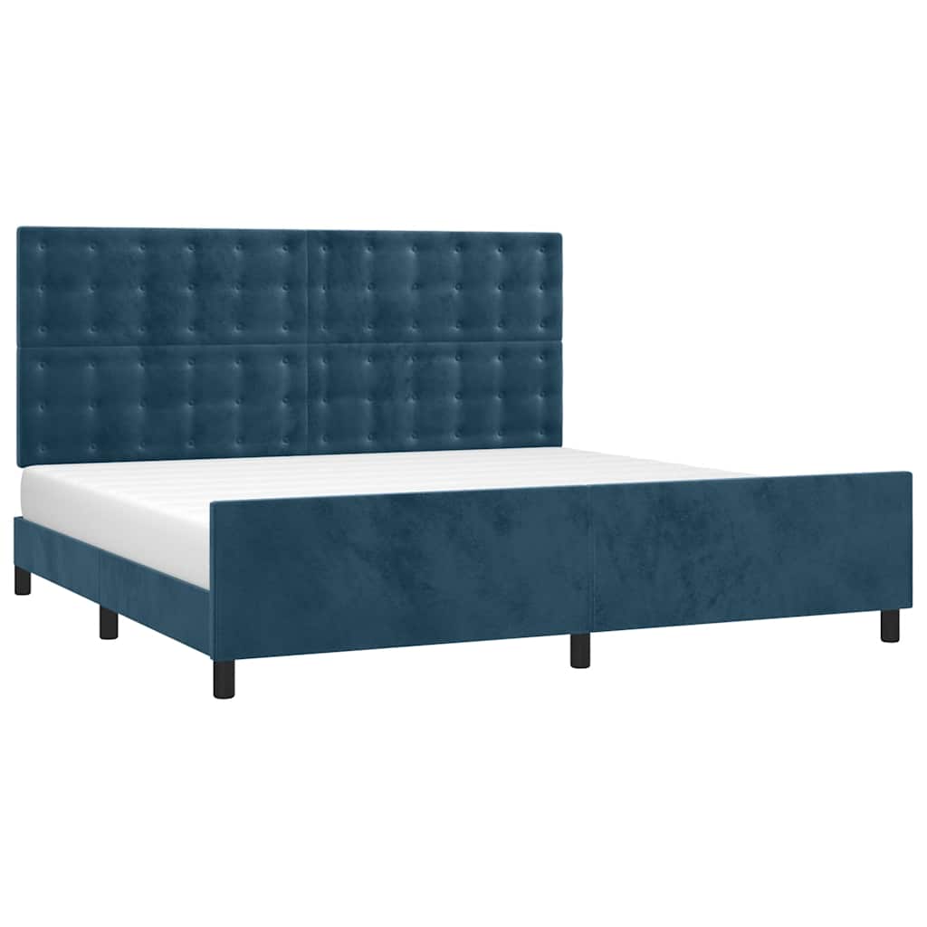 Giroletto senza Materasso Blu Scuro 200x200 cm in Velluto