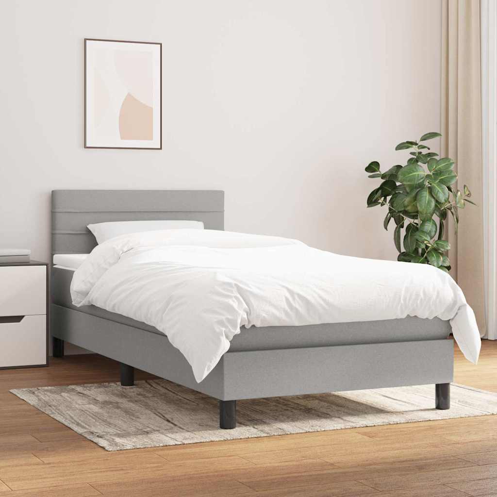Giroletto a Molle con Materasso Grigio Chiaro100x200 cm Tessuto