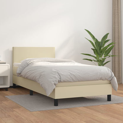 Giroletto a Molle con Materasso Crema 90x200 cm in Similpelle
