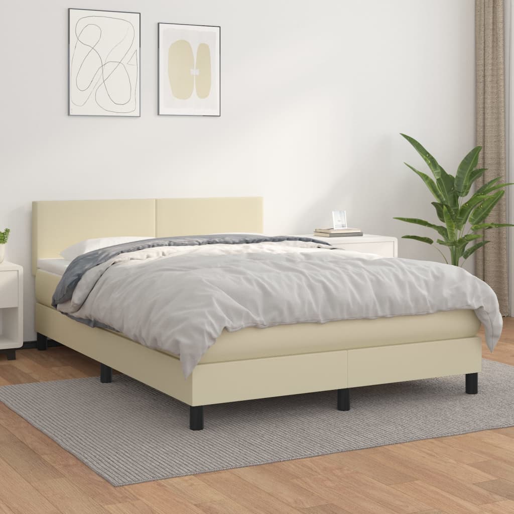 Giroletto a Molle con Materasso Crema 140x200 cm in Similpelle