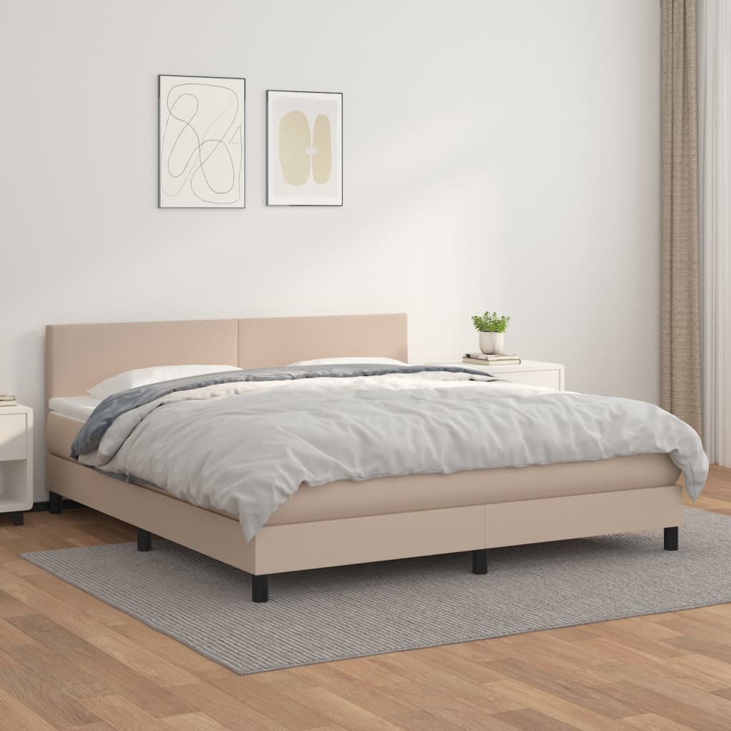 Giroletto a Molle con Materasso Cappuccino 160x200cm Similpelle