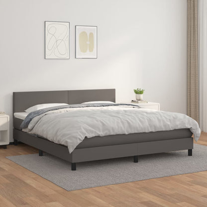 Giroletto a Molle con Materasso Grgio 180x200 cm in Similpelle