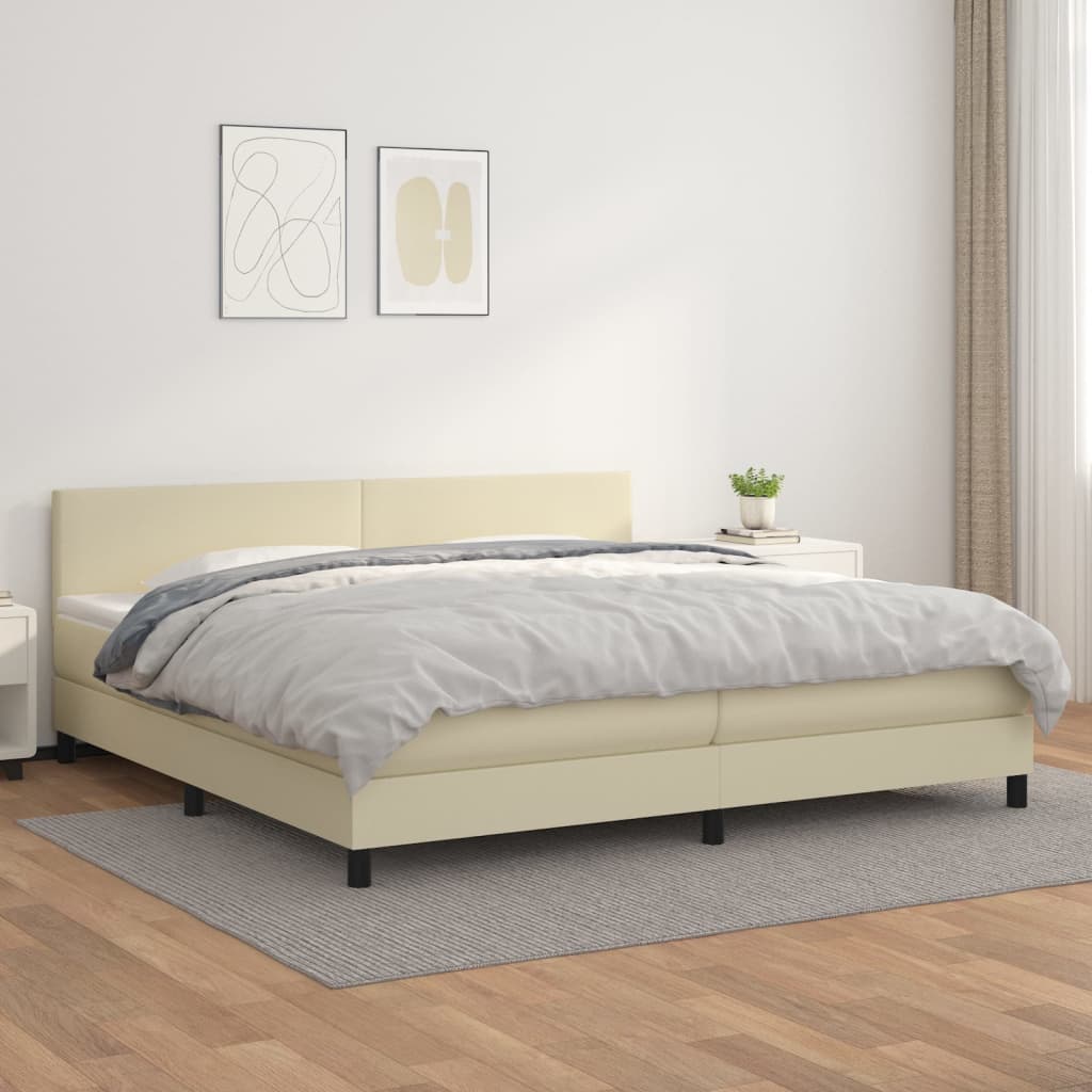 Giroletto a Molle con Materasso Crema 200x200 cm in Similpelle