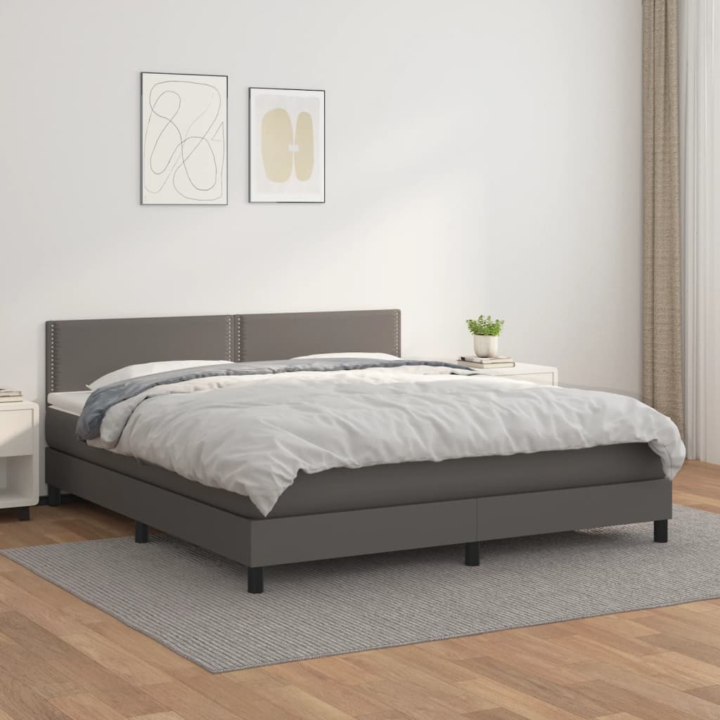 Giroletto a Molle con Materasso Grgio 180x200 cm in Similpelle