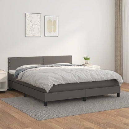 Giroletto a Molle con Materasso Grgio 180x200 cm in Similpelle