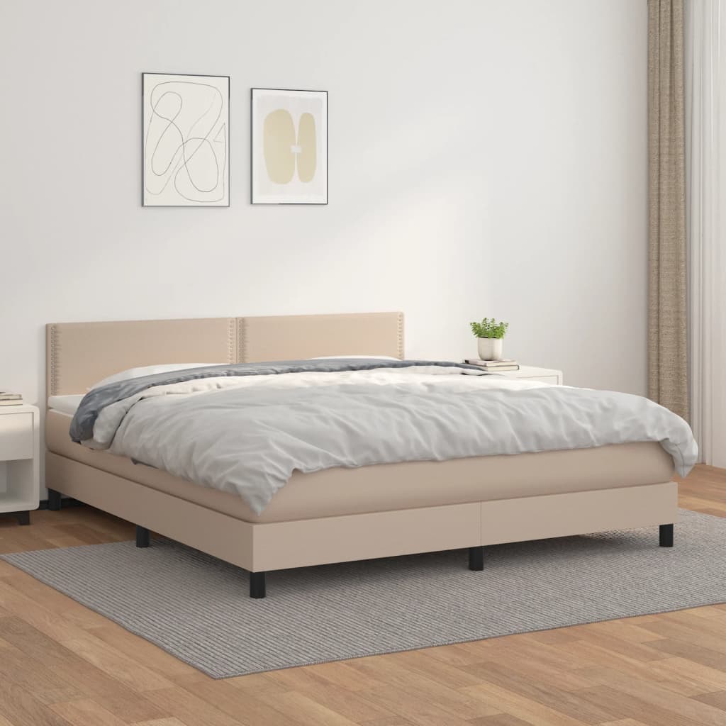 Giroletto a Molle con Materasso Cappuccino 180x200cm Similpelle