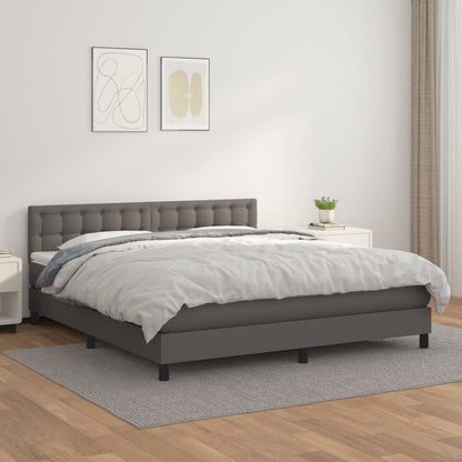 Giroletto a Molle con Materasso Grgio 180x200 cm in Similpelle