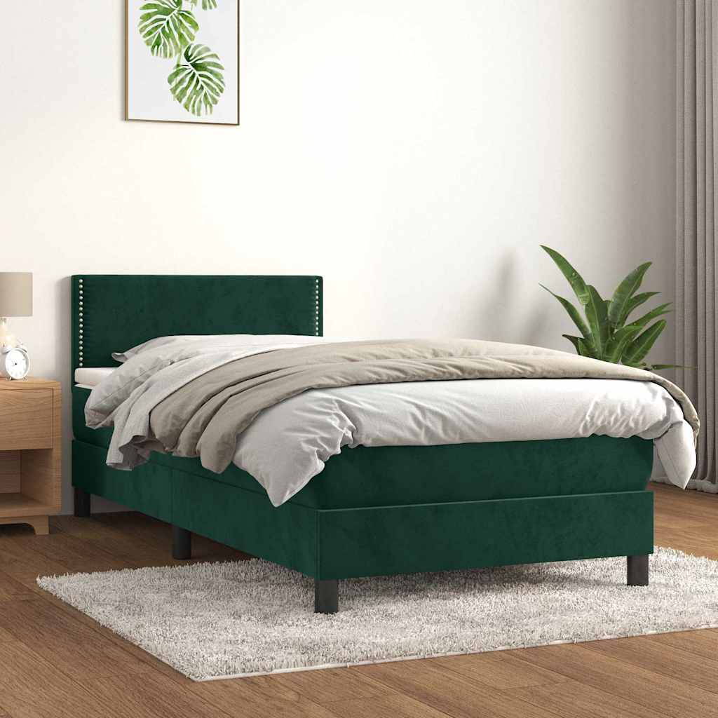 Giroletto a Molle con Materasso Verde Scuro 80x200 cm Velluto