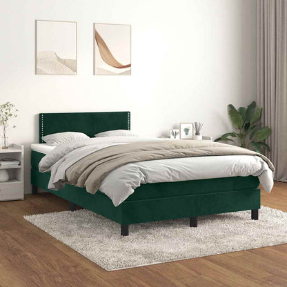 Giroletto a Molle con Materasso Verde Scuro 120x200 cm Velluto