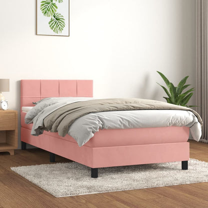 Giroletto a Molle con Materasso Rosa 90x190 cm in Velluto