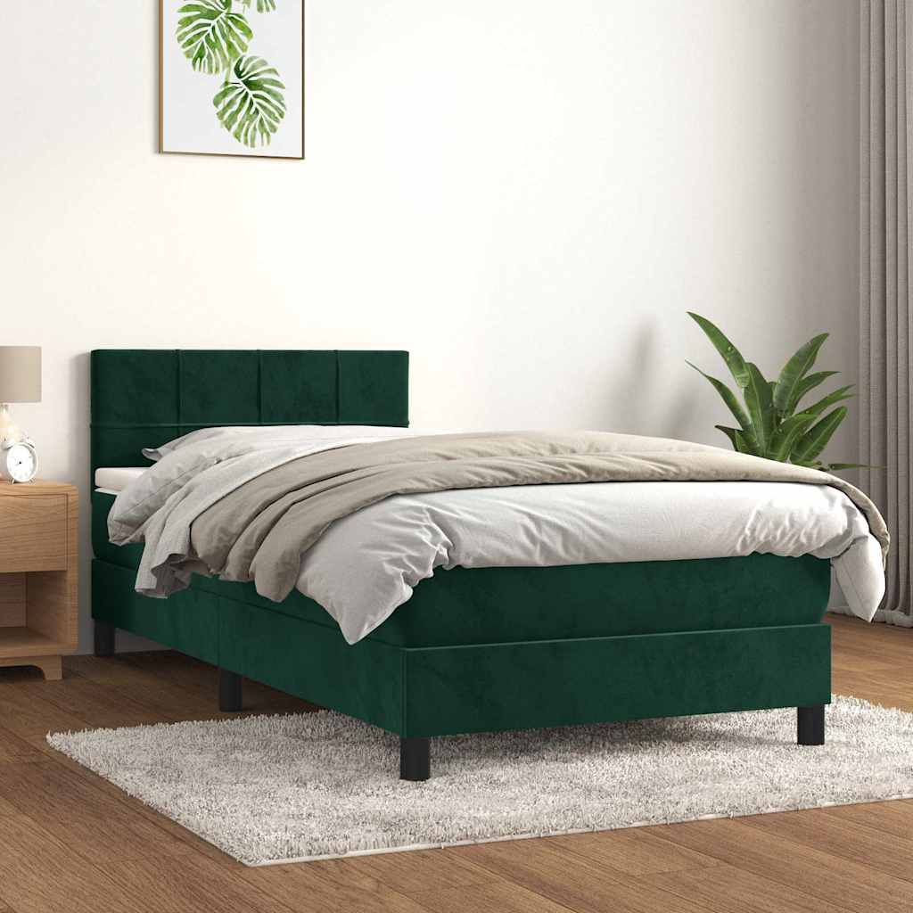 Giroletto a Molle con Materasso Verde Scuro 100x200 cm Velluto