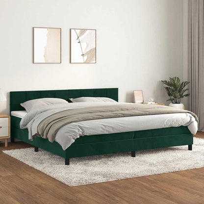 Giroletto a Molle con Materasso Verde Scuro 200x200 cm Velluto
