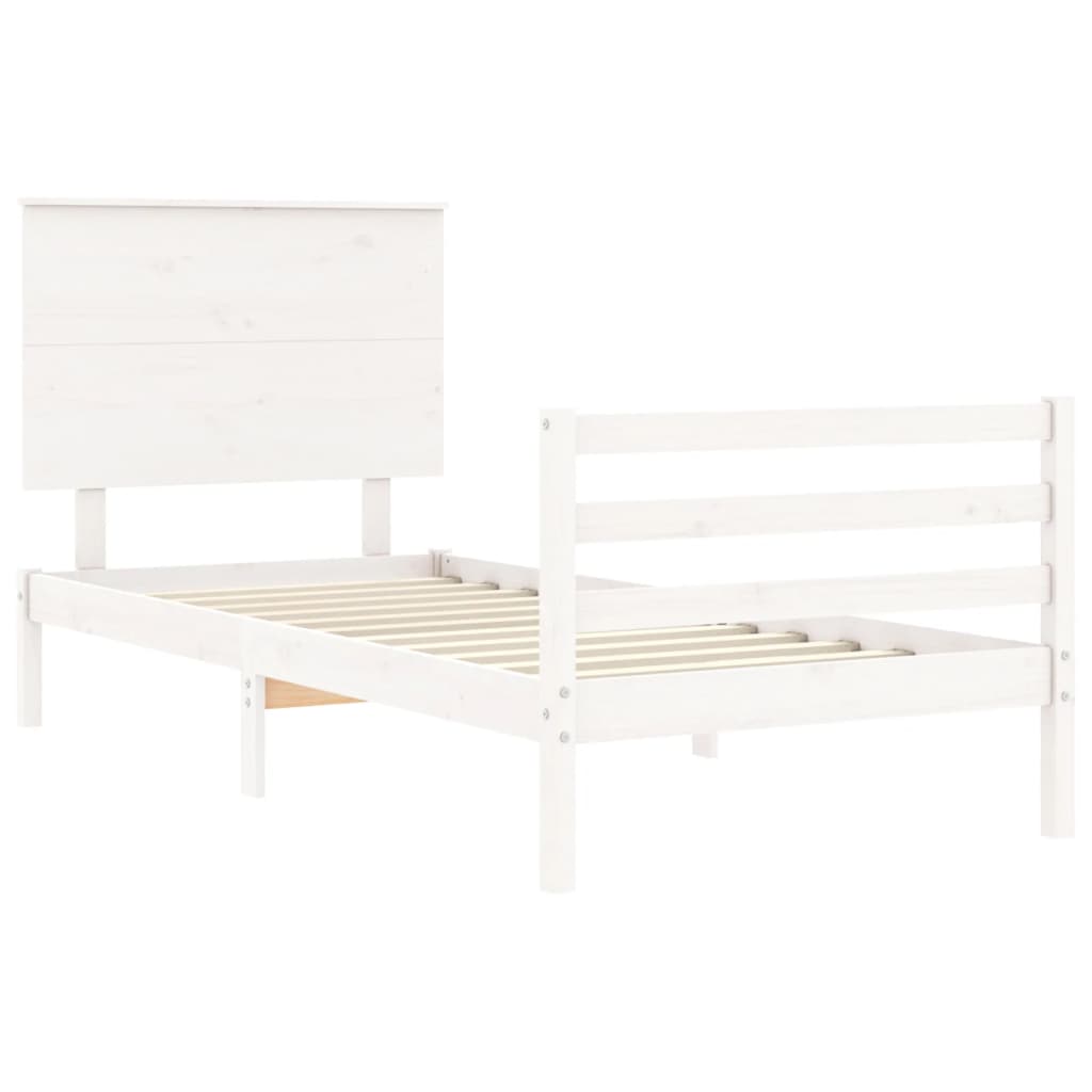 Giroletto con Testiera Bianco 100x200 cm in Legno Massello