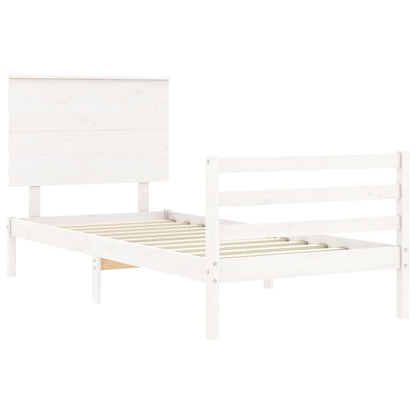 Giroletto con Testiera Bianco 100x200 cm in Legno Massello