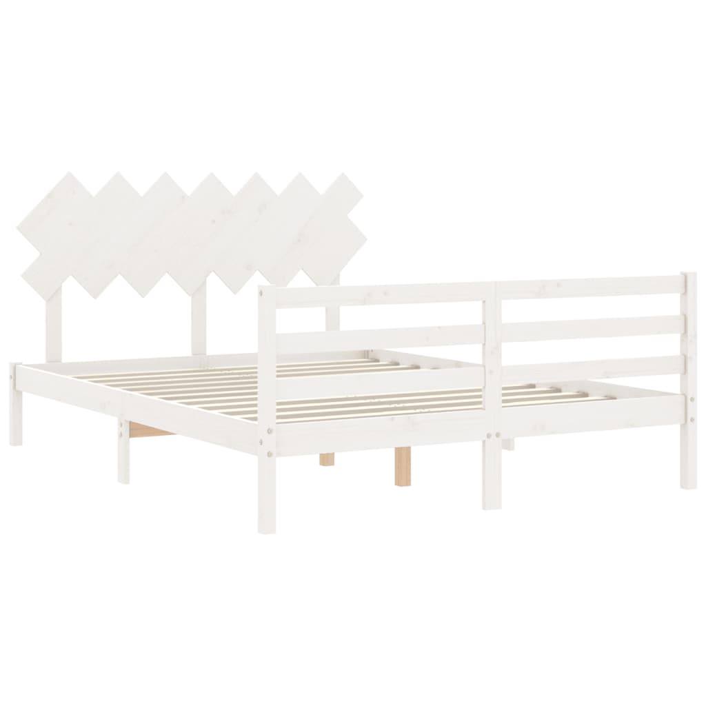 Giroletto con Testiera Bianco 140x200 cm in Legno Massello