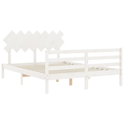 Giroletto con Testiera Bianco 140x200 cm in Legno Massello