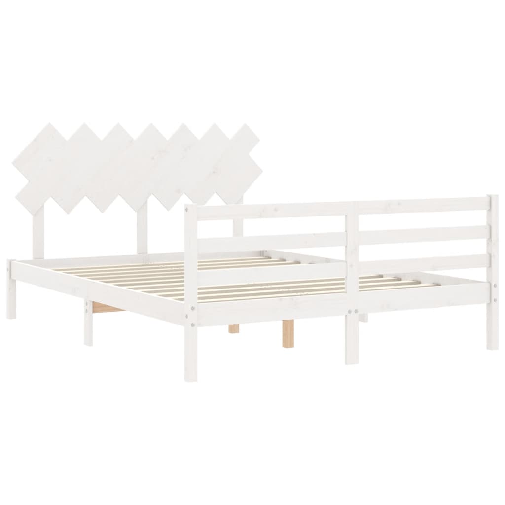 Giroletto con Testiera Bianco King Size in Legno Massello