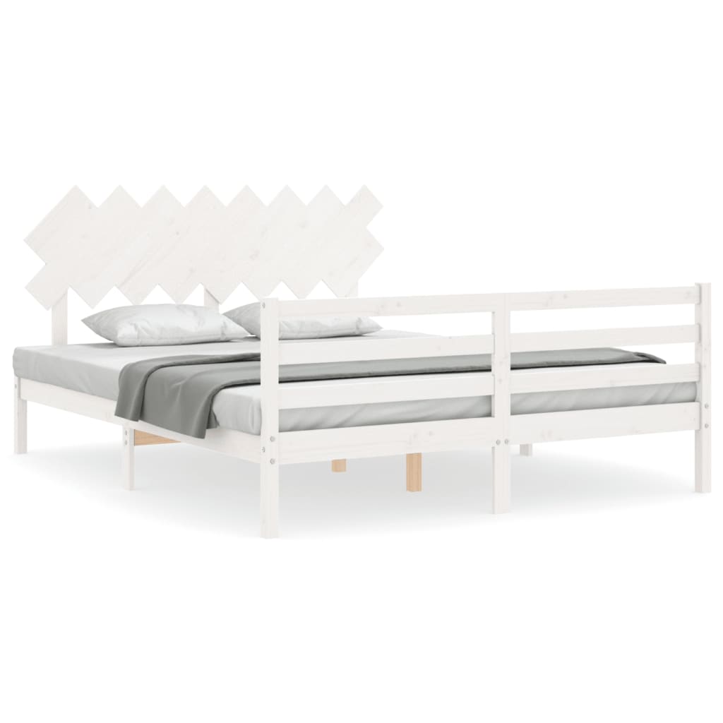 Giroletto con Testiera Bianco 160x200 cm Legno Massello