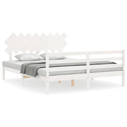 Giroletto con Testiera Bianco 160x200 cm Legno Massello