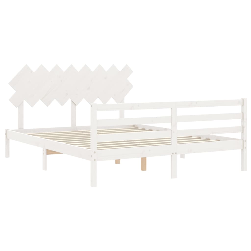 Giroletto con Testiera Bianco 160x200 cm Legno Massello