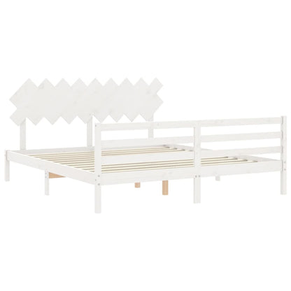 Giroletto Testiera Bianco Super King Size in Legno Massello