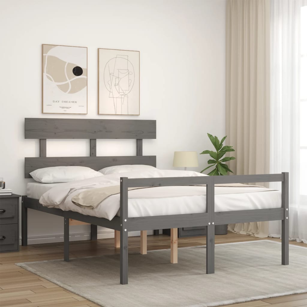 Letto per Anziani con Testiera Grigio Double in Legno Massello