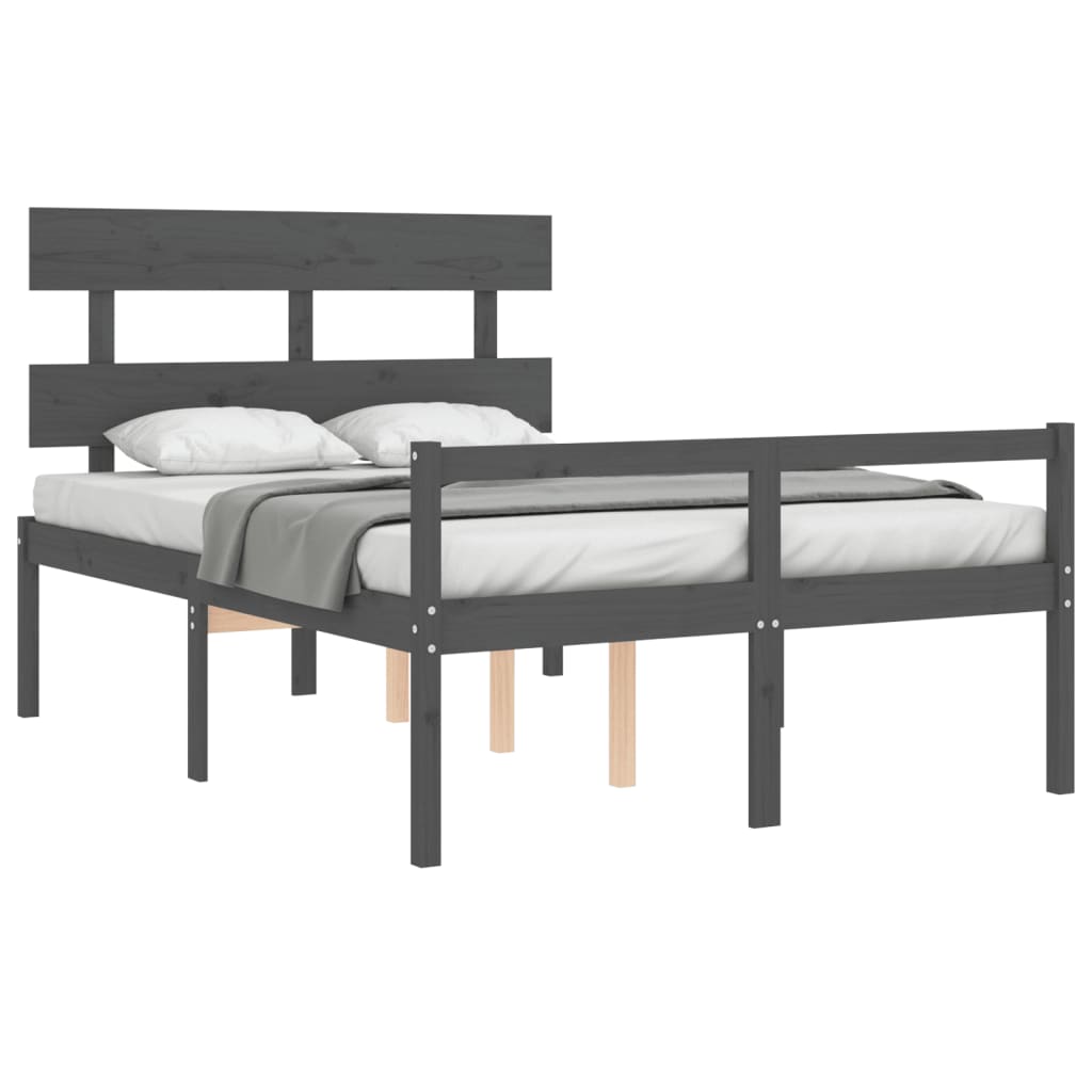 Letto per Anziani con Testiera Grigio Double in Legno Massello