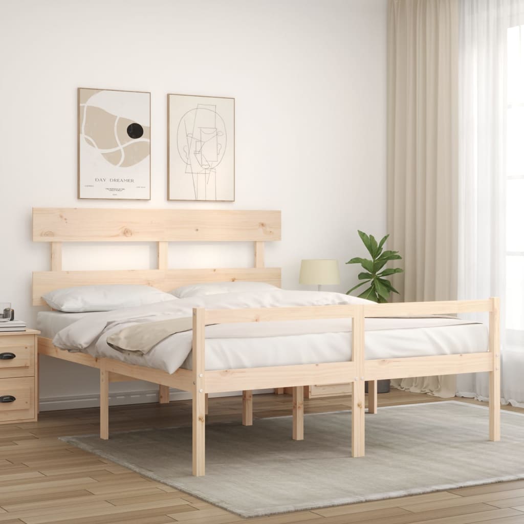 Letto per Anziani con Testiera King in Legno Massello