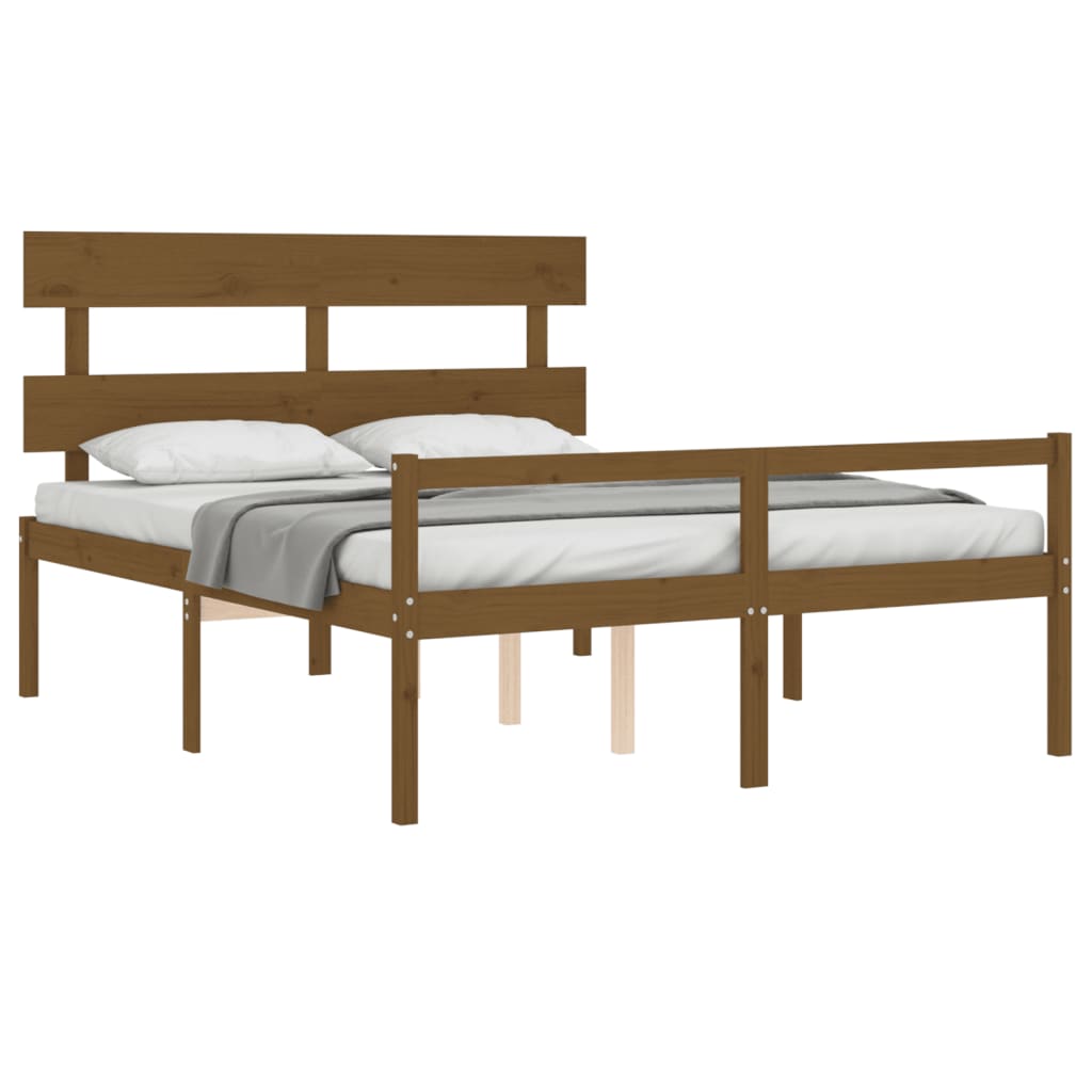 Letto Anziani senza Materasso Marrone Ambra King Legno Massello