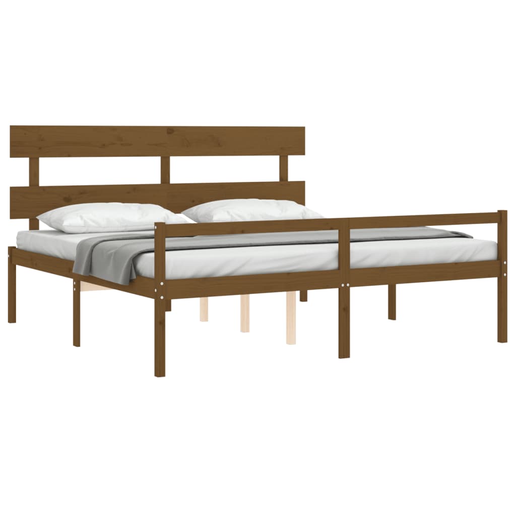 Letto Anziani senza Materasso Ambrato 200x200cm Legno Massello