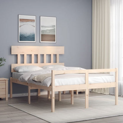 Letto per Anziani con Testiera 140x200 cm in Legno Massello