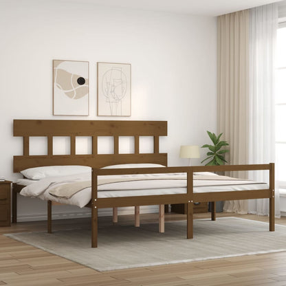 Letto Anziani senza Materasso Ambrato 200x200cm Legno Massello