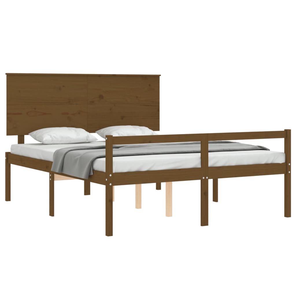 Letto Anziani senza Materasso Marrone Ambra King Legno Massello