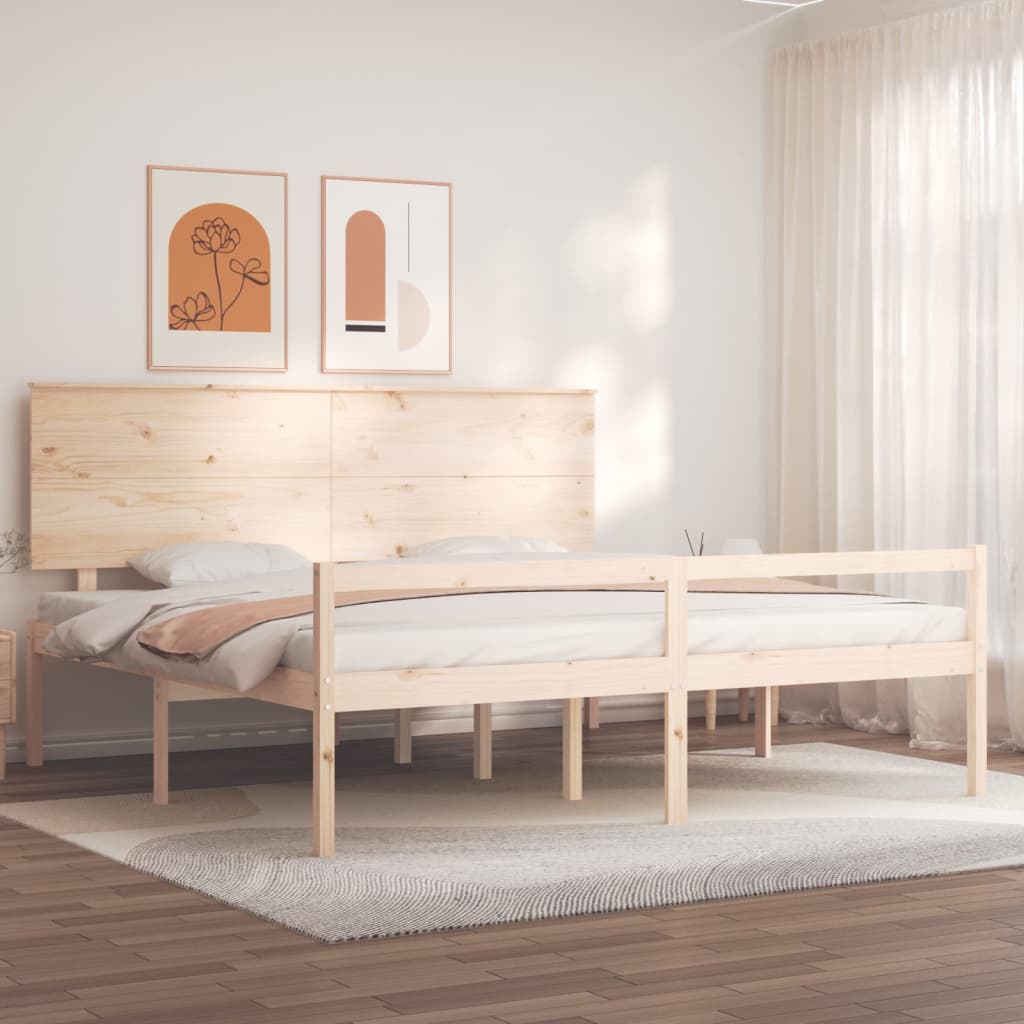 Letto per Anziani con Testiera Bianco Super King Legno Massello