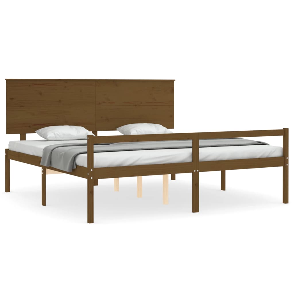 Letto Anziani senza Materasso Ambrato 200x200cm Legno Massello