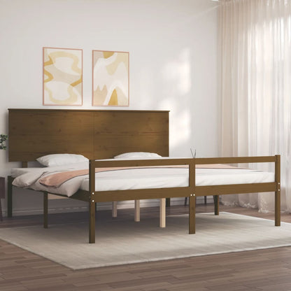 Letto Anziani senza Materasso Ambrato 200x200cm Legno Massello