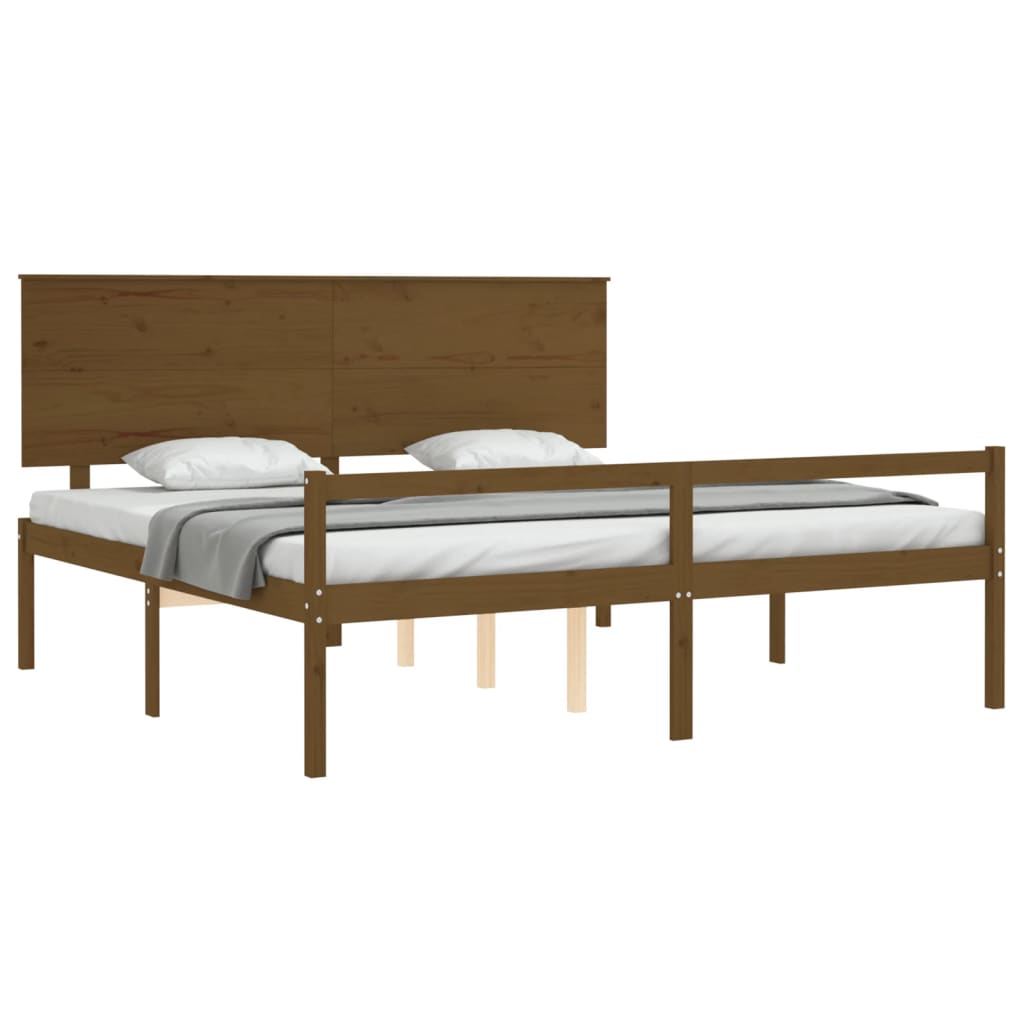 Letto Anziani senza Materasso Ambrato 200x200cm Legno Massello