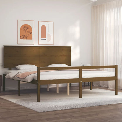 Letto Anziani senza Materasso Ambrato 200x200cm Legno Massello