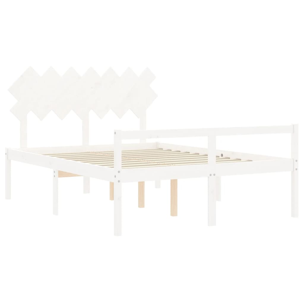 Letto per Anziani con Testiera Bianco King Legno Massello