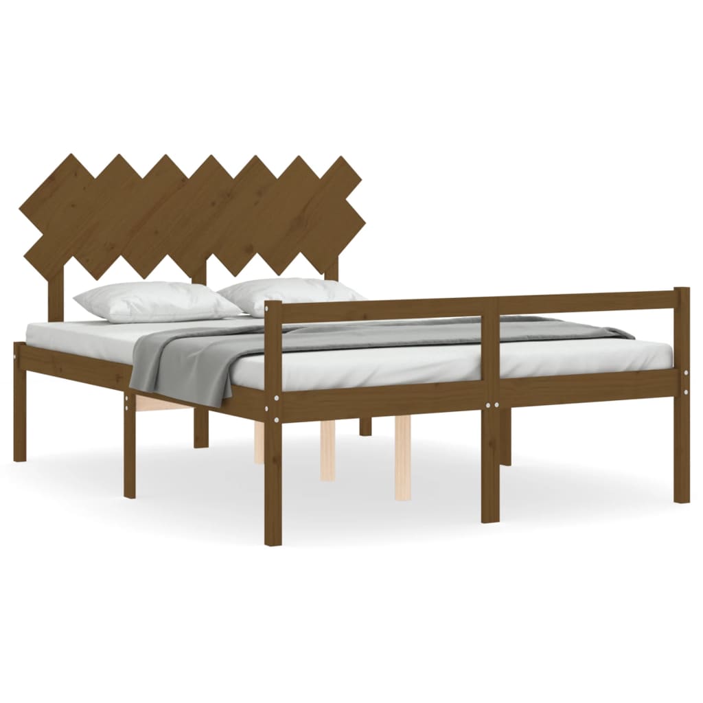 Letto Anziani senza Materasso Marrone Ambra King Legno Massello