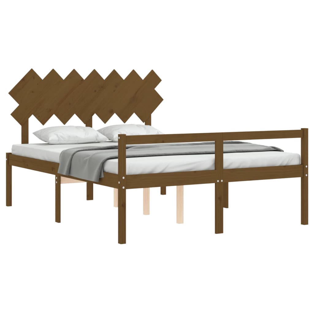 Letto Anziani senza Materasso Marrone Ambra King Legno Massello