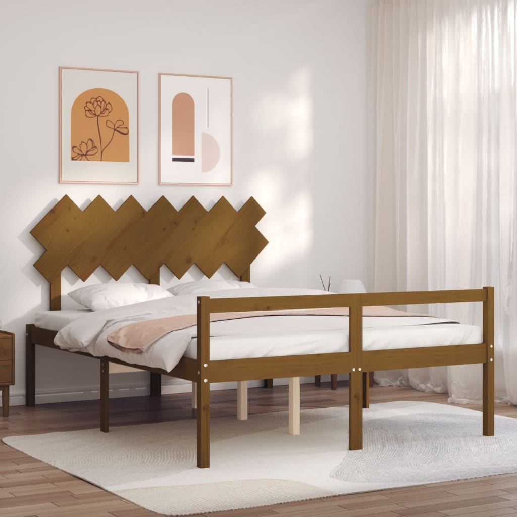 Letto Anziani senza Materasso Marrone Ambra King Legno Massello