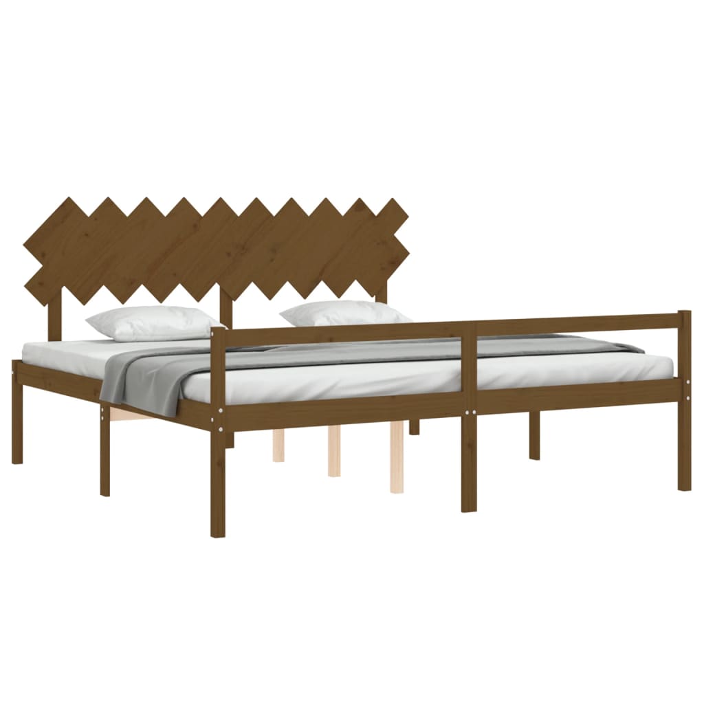 Letto Anziani senza Materasso Ambrato 200x200cm Legno Massello