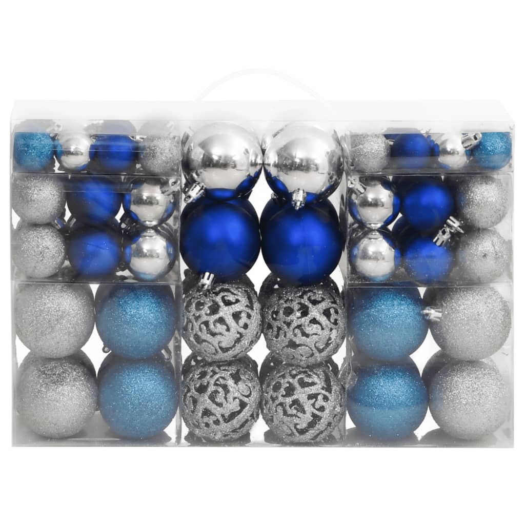 Palline di Natale 100 pz Blu e Argento 3 / 4 / 6 cm