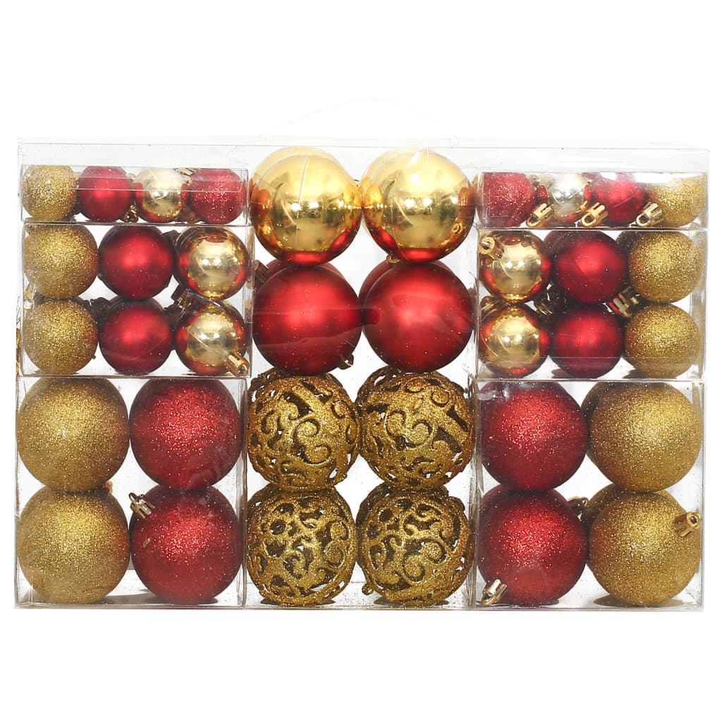 Palline di Natale 100 pz Oro e Rosso Vino 3 / 4 / 6 cm